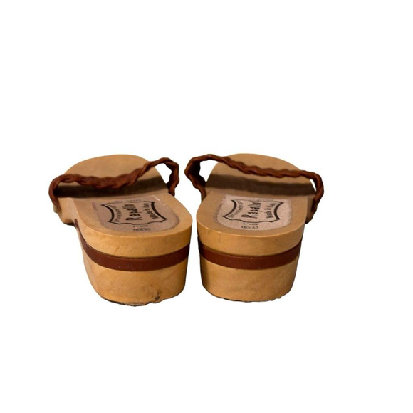 Rapallo Women's Brown Leather Woven Block Sandals Size 8 Made In Italy - Picture 9 of 14